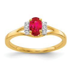 10k Diamond and Oval Ruby Ring