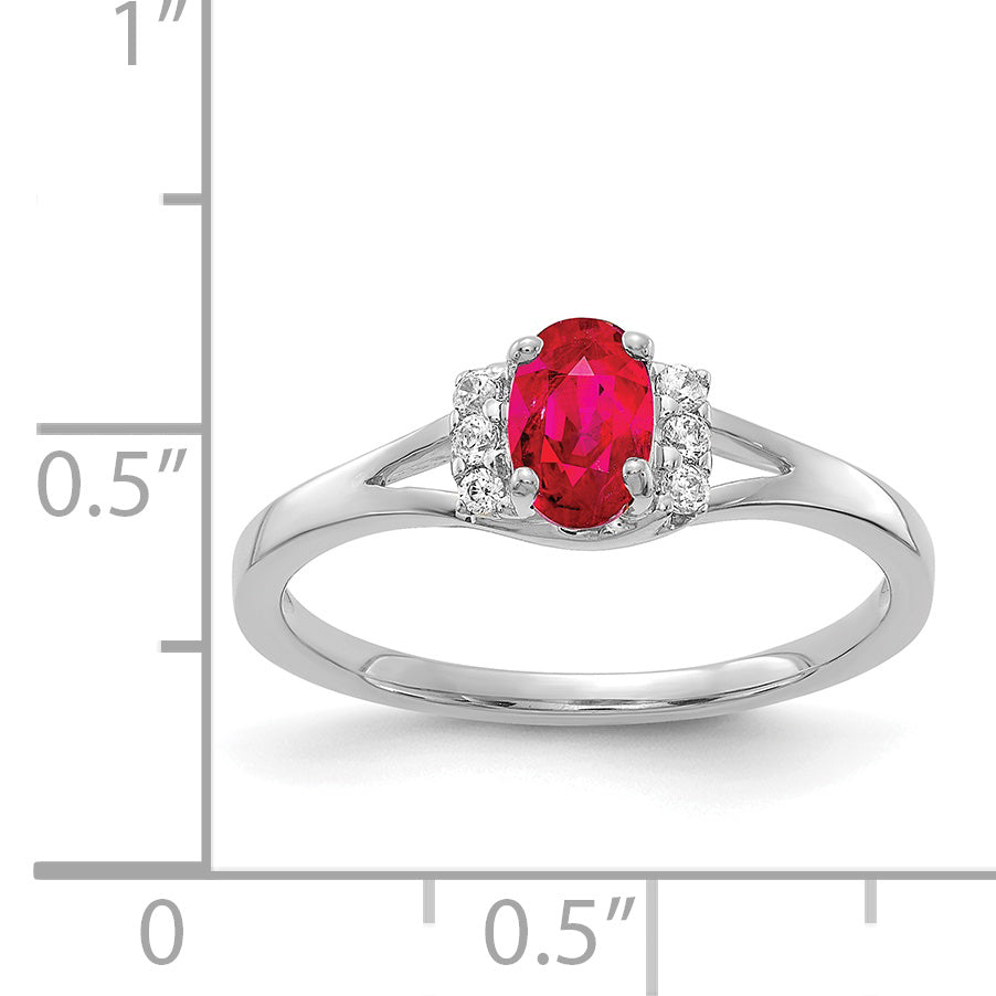 14k White Gold Diamond and Oval Ruby Ring Secondary image