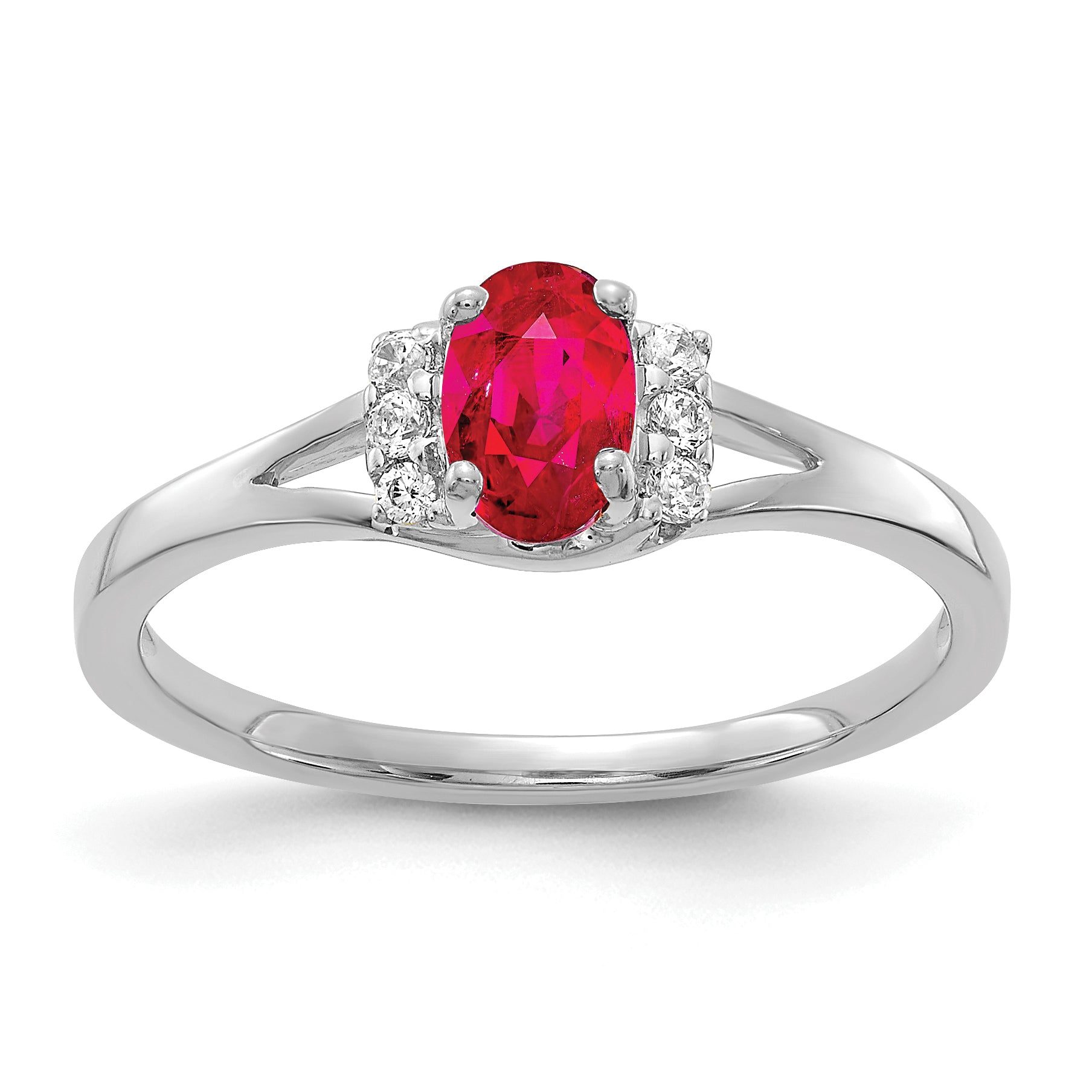 14k White Gold Diamond and Oval Ruby Ring Main image