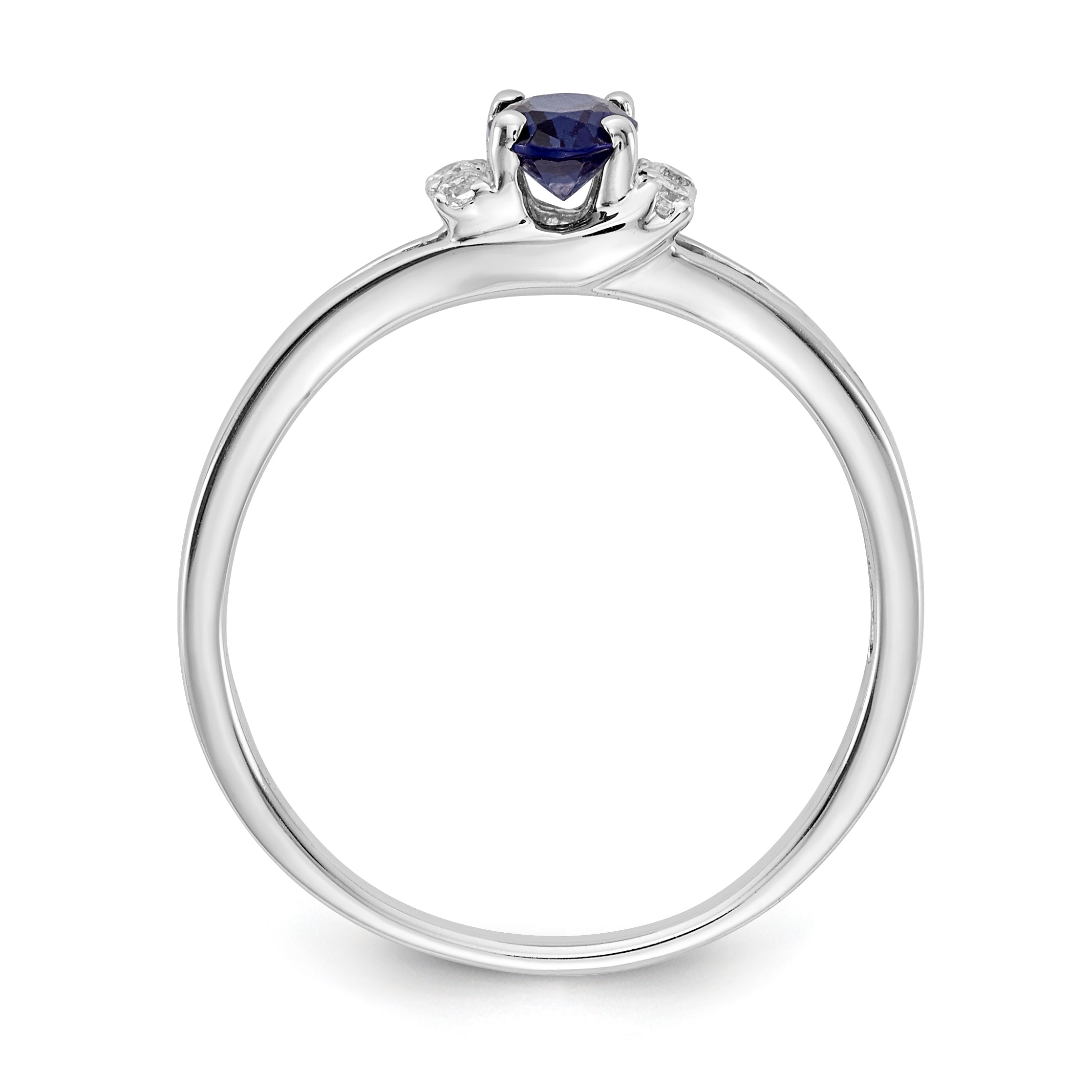14k White Gold Diamond and Oval Sapphire Ring Secondary image