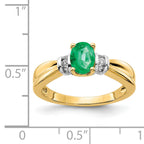 14k with Rhodium Diamond and Oval Emerald Ring