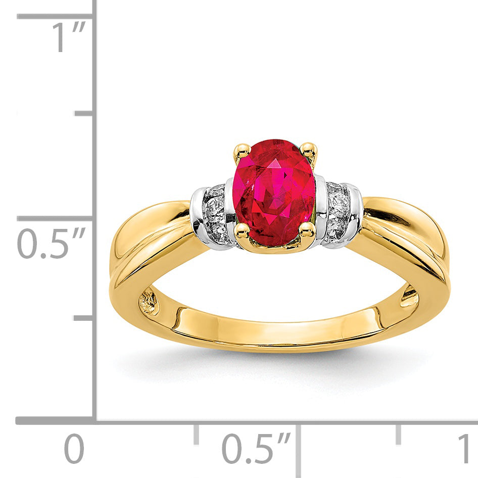 14k and Oval Rhodium Diamond and Oval Ruby Ring Secondary image