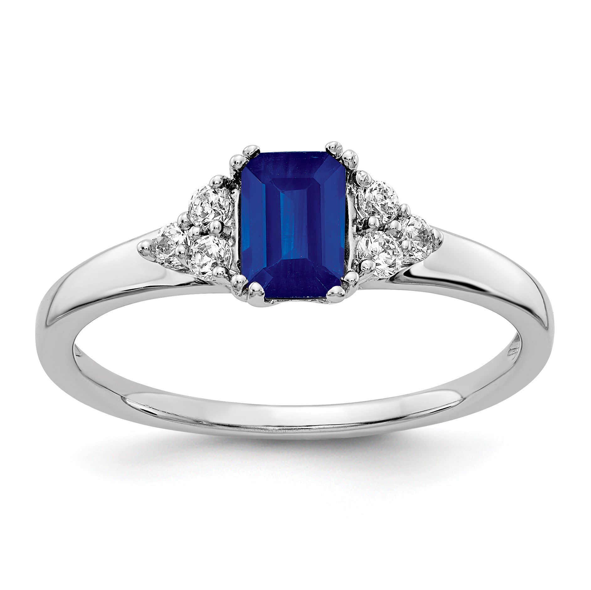 14k White Gold Diamond and Sapphire Ring Main image