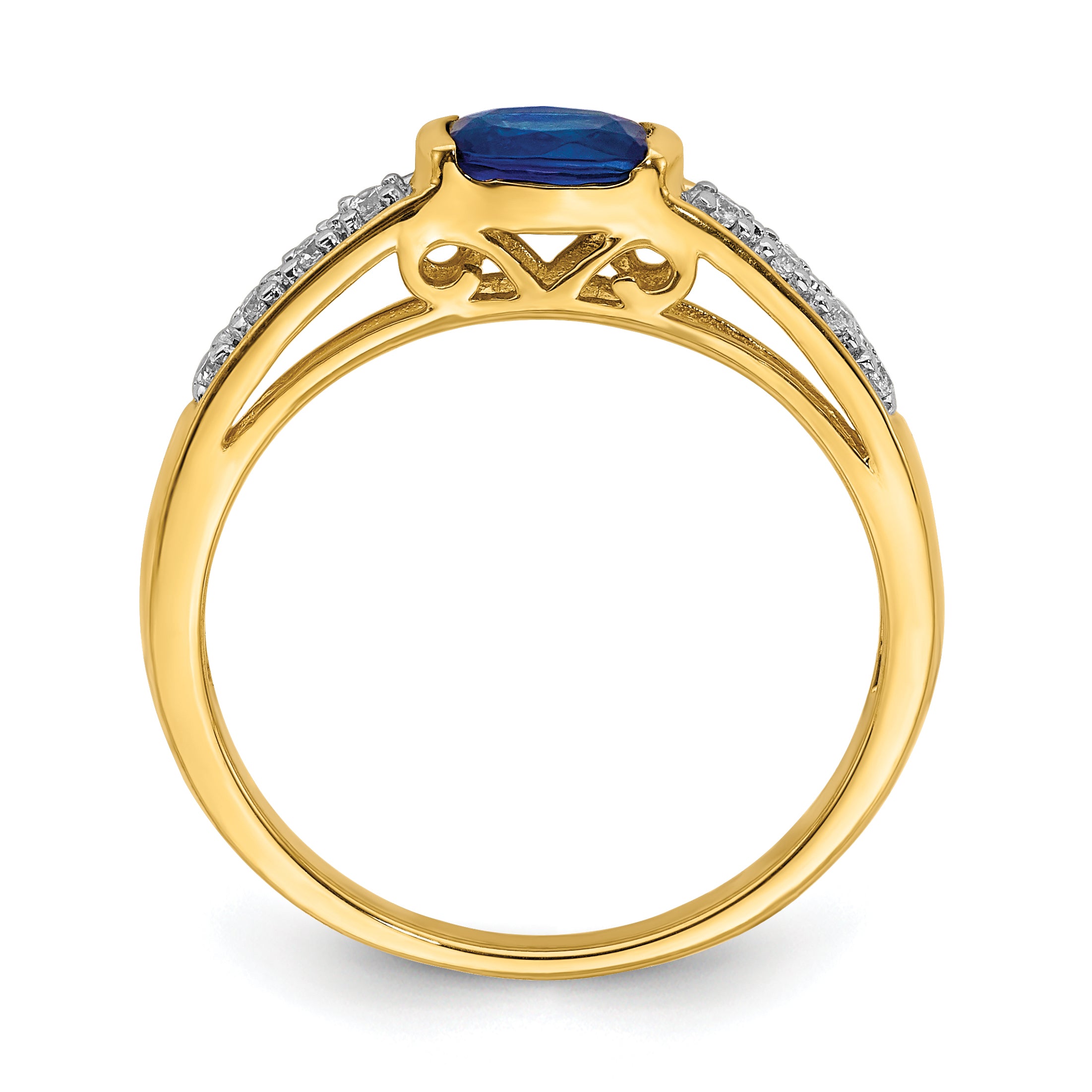 14k Oval East-West Sapphire and Diamond Ring Secondary image