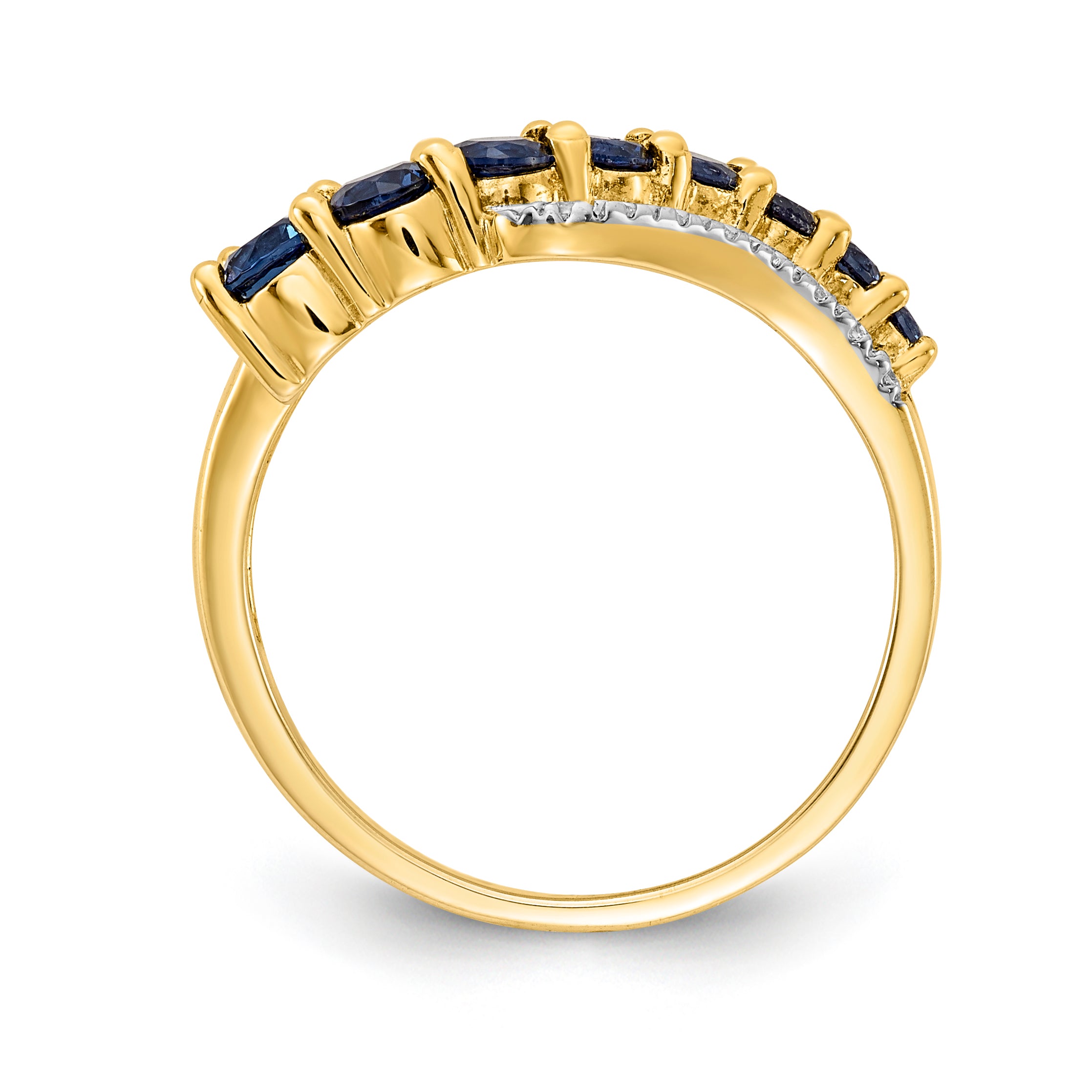 14k WithRhodium Created Ceylon Sapph/Created Sapph/Diamond Ring Secondary image