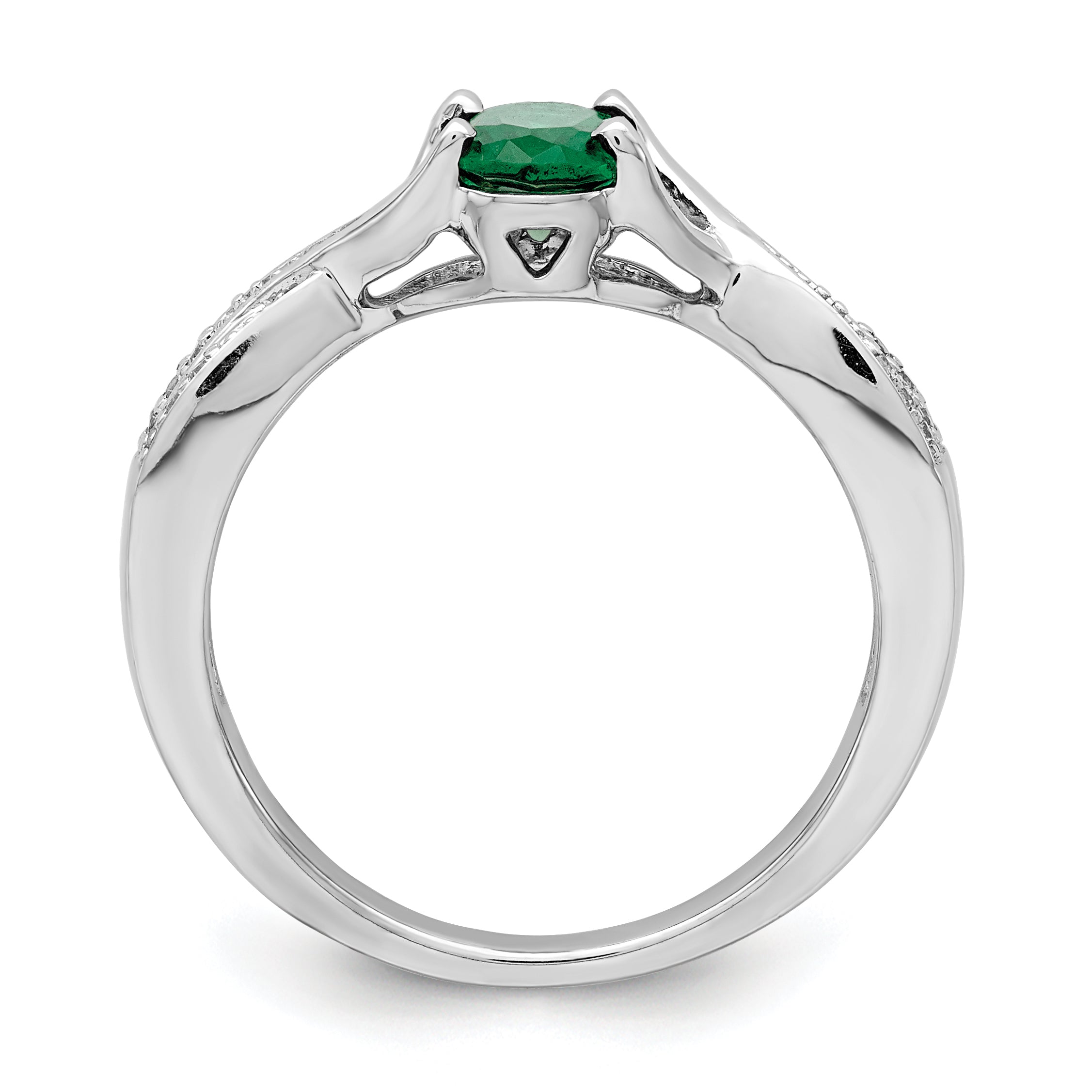 14k White Gold Oval Emerald and Diamond Ring Secondary image