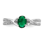 14k White Gold Oval Emerald and Diamond Ring