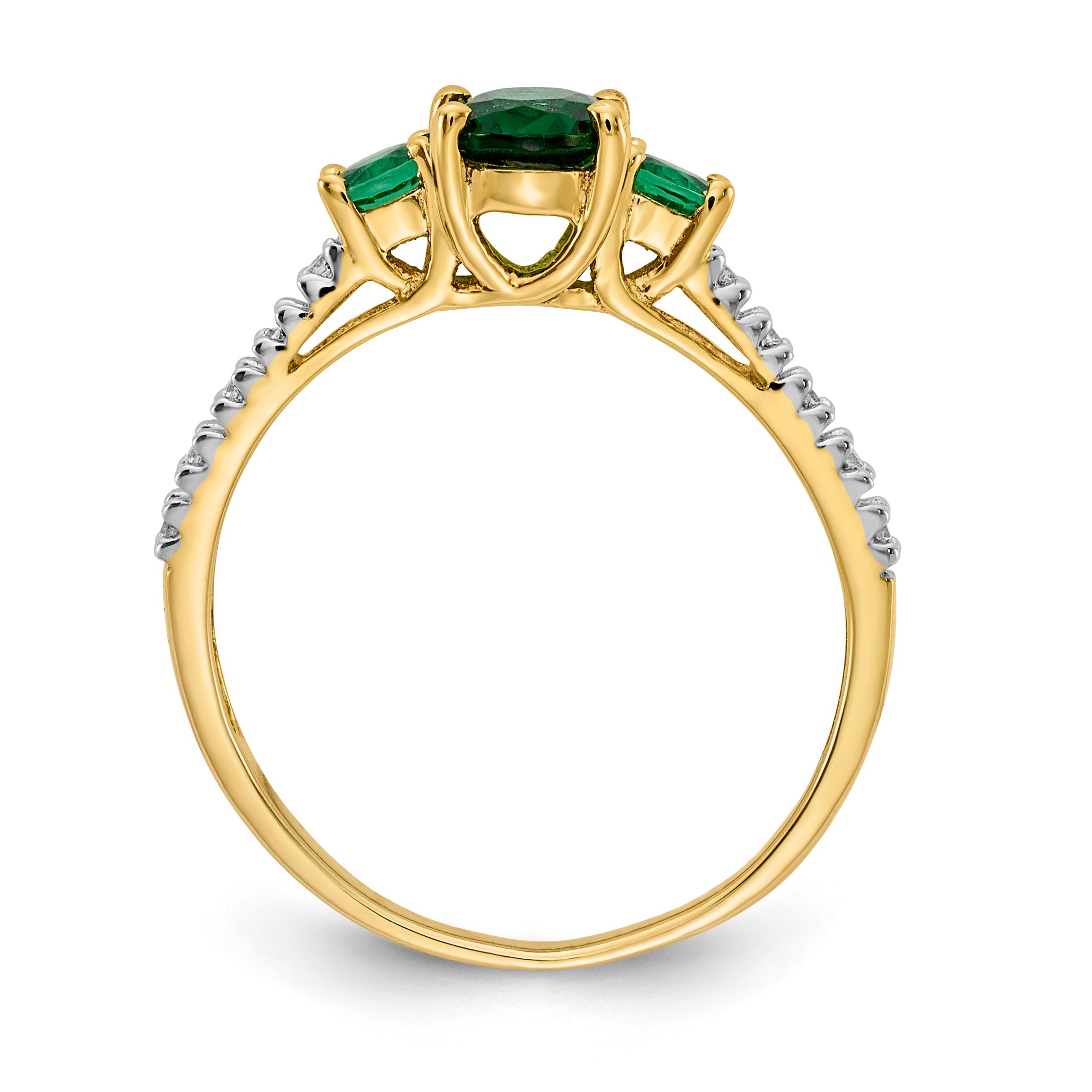 14k Oval Emerald and Diamond Ring Secondary image