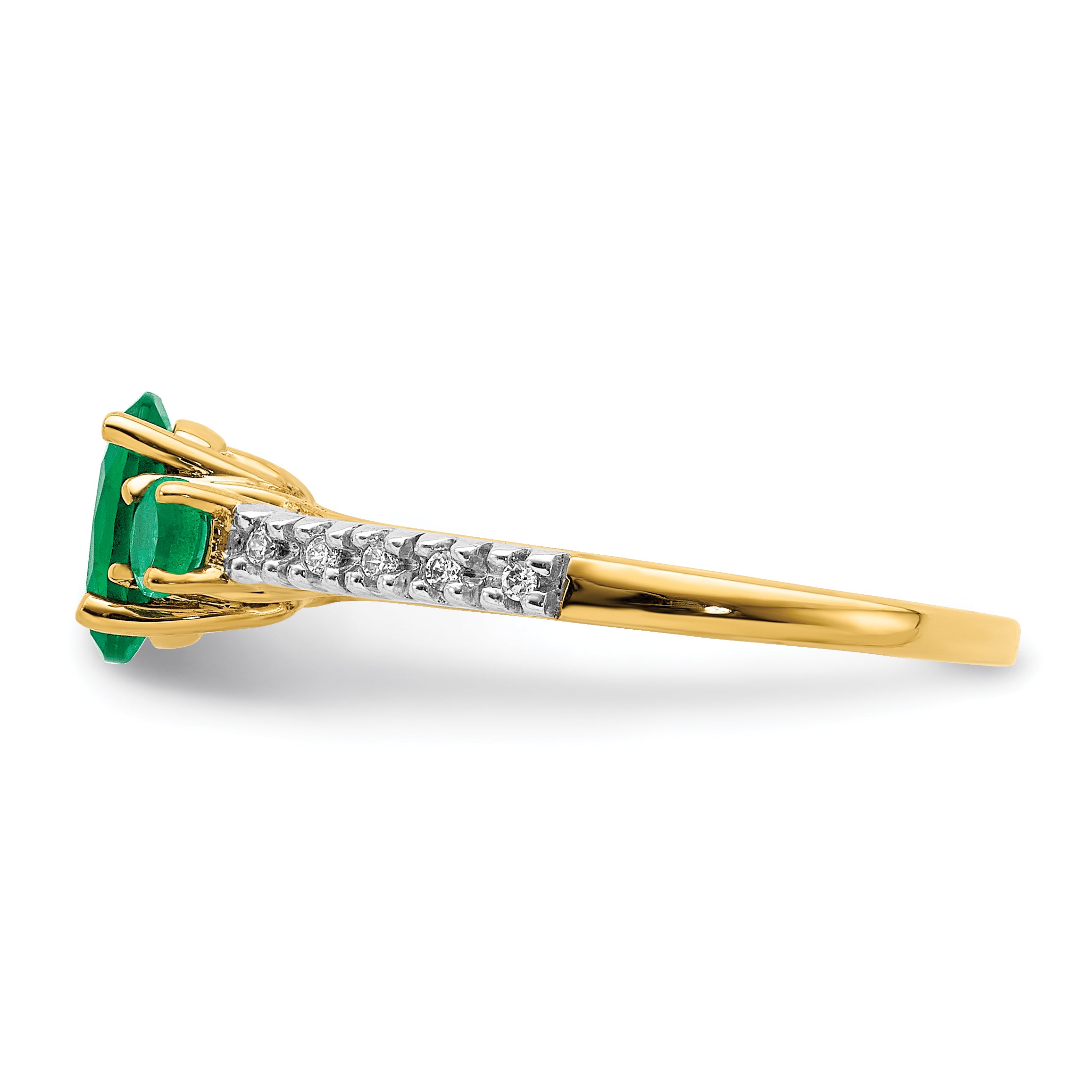 14k Oval Emerald and Diamond Ring - 7