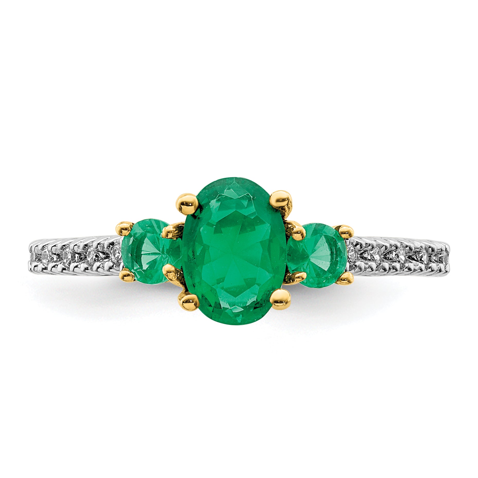 14k Oval Emerald and Diamond Ring - 7