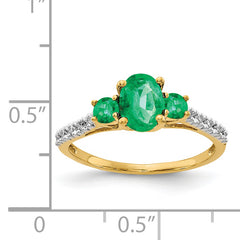 14k Oval Emerald and Diamond Ring - 7