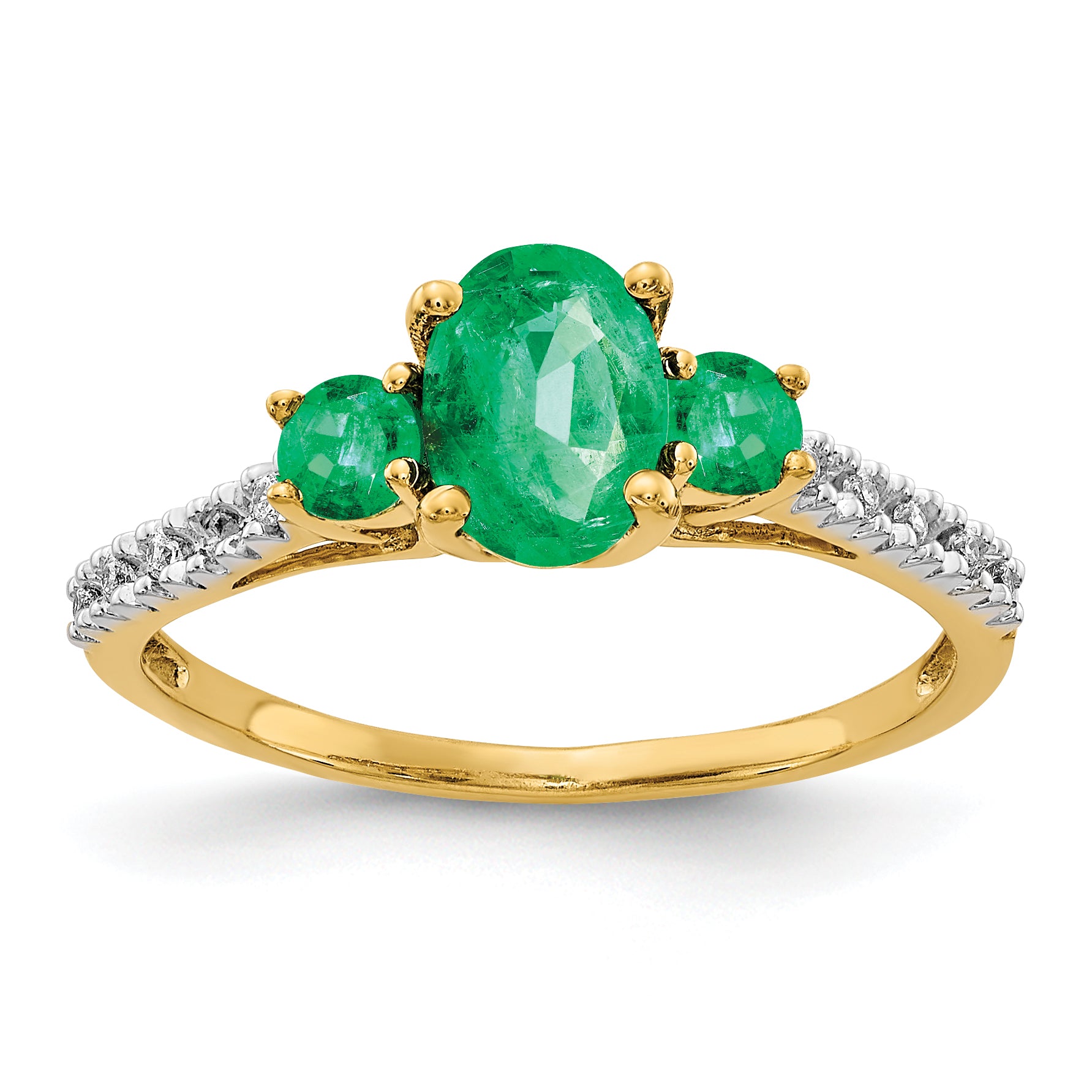 14k Oval Emerald and Diamond Ring Main image