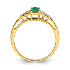 10K Emerald and Diamond Ring
