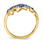 14k With Rhodium Diamond and Sapphire Dolphins Ring