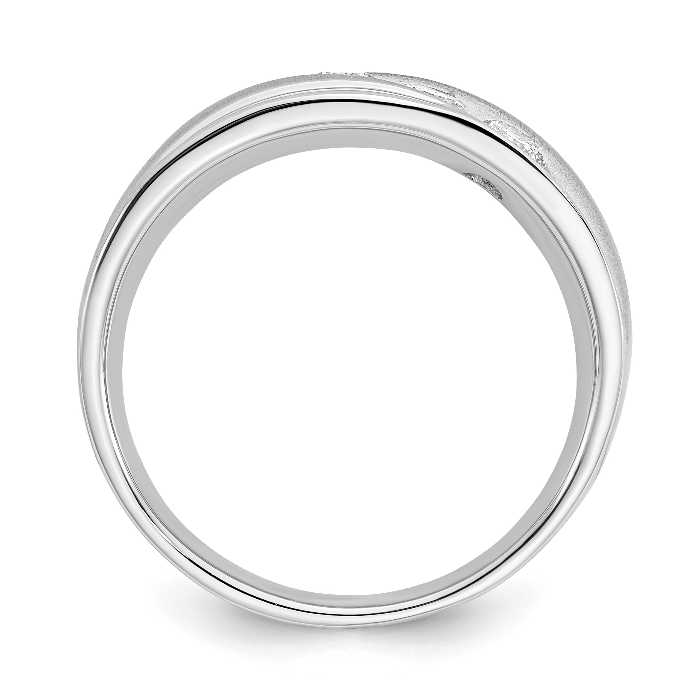 14K White Gold Lab Grown Diamond VS/SI GH, Men's 3-stone Band - 10