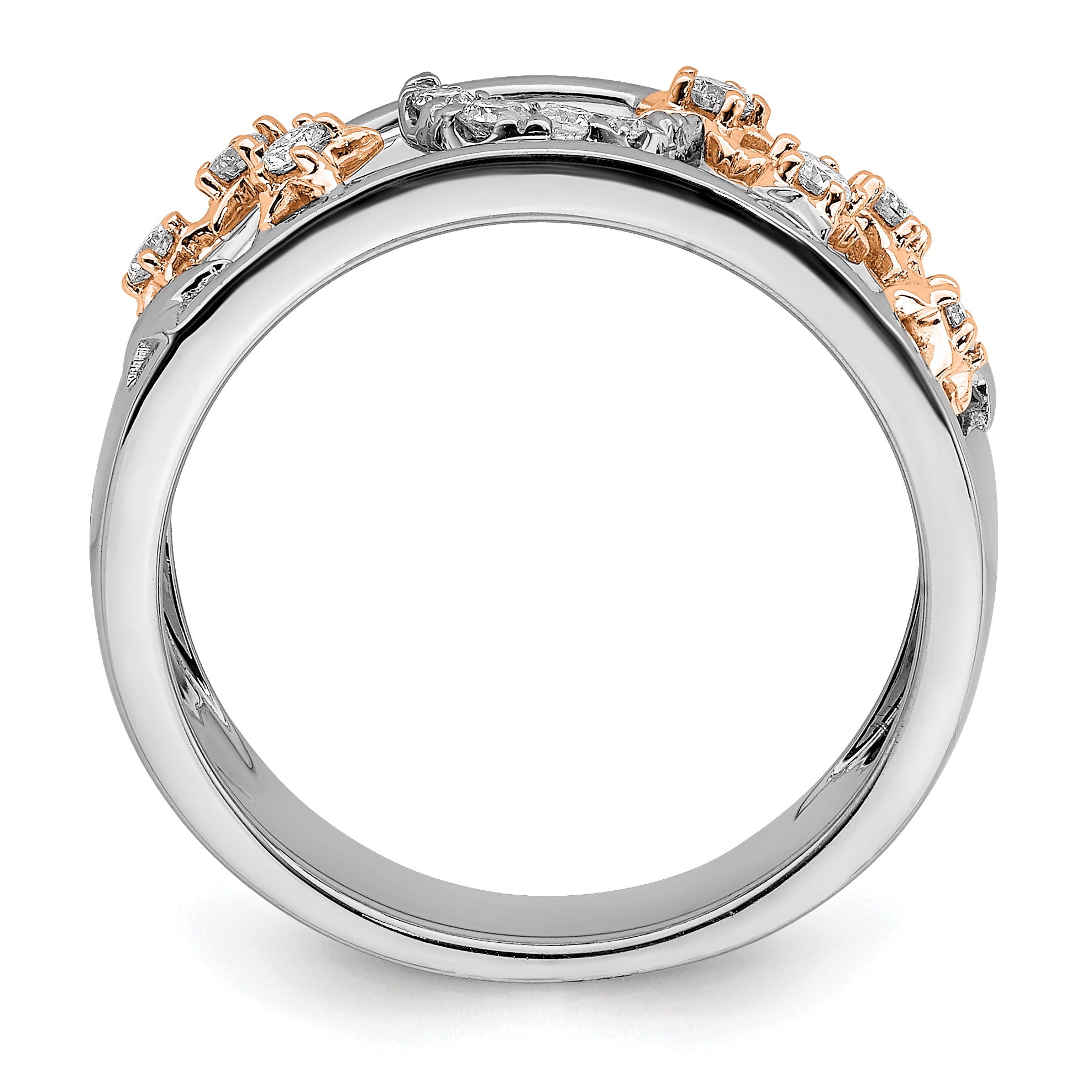 14k Two-tone Moon and Stars Diamond Band - 7