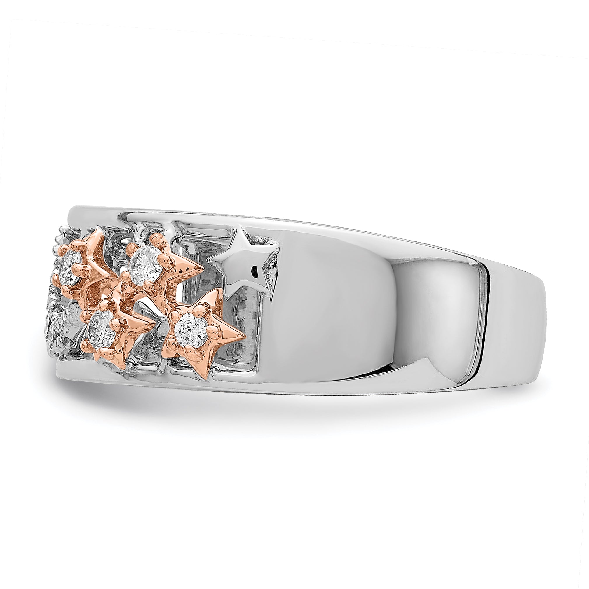 14k Two-tone Moon and Stars Diamond Band - 7
