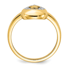 14k Polished Teardrop WithStar Diamond Ring - 7