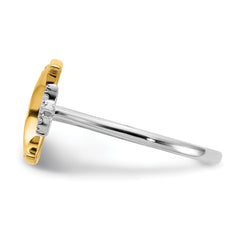 14k Two-tone Diamond Moon WithStar Ring - 7