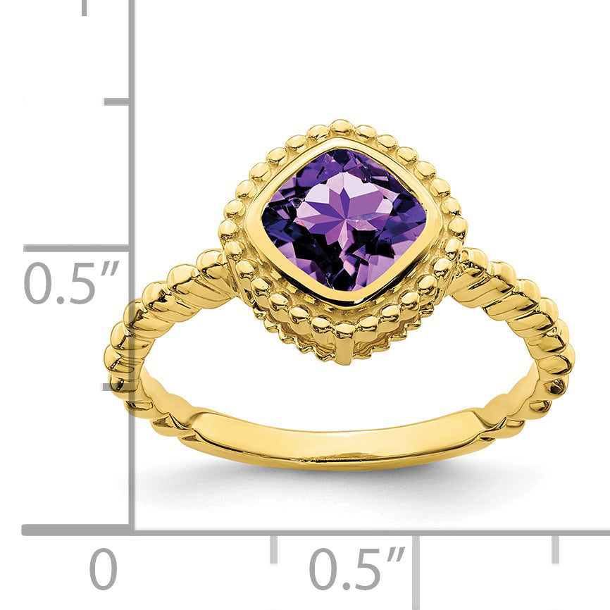 10k Cushion Amethyst Ring