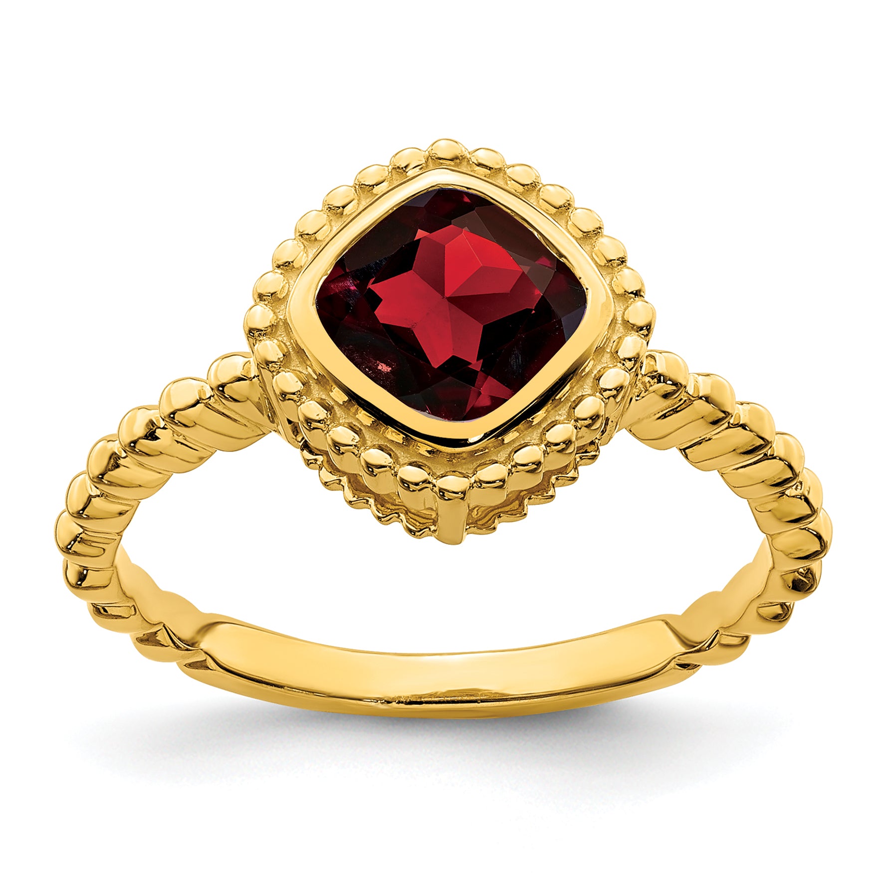 10k Cushion Garnet Ring