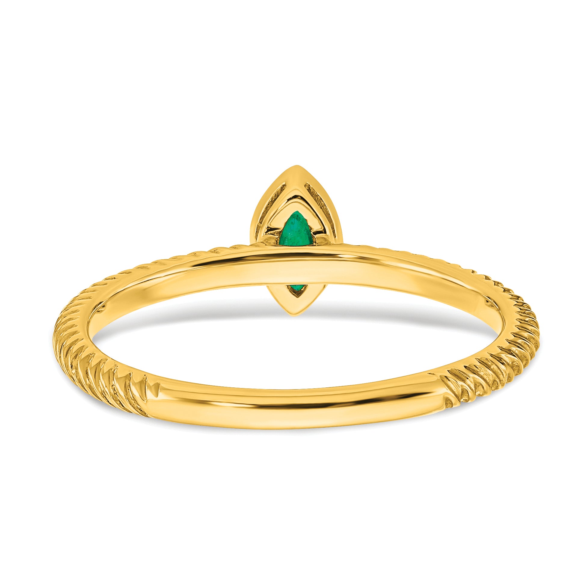 14k Marquise Bezel Emerald Ring - 7
