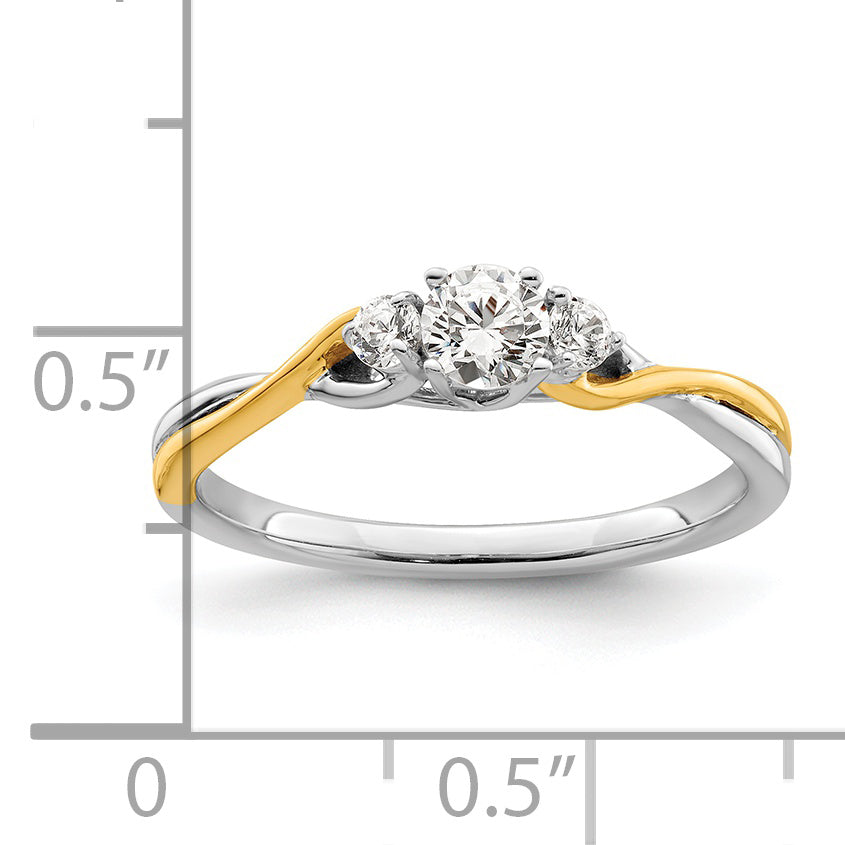 14K Two-Tone Lab Grown Diamond VS/SI GH, Petite Engagement Ring