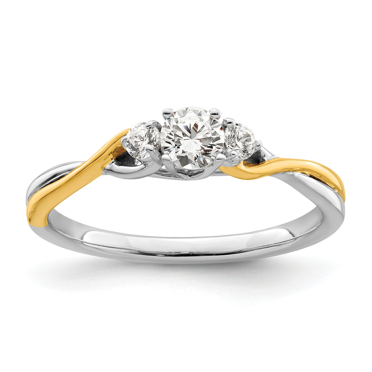 14K Two-Tone Lab Grown Diamond VS/SI GH, Petite Engagement Ring