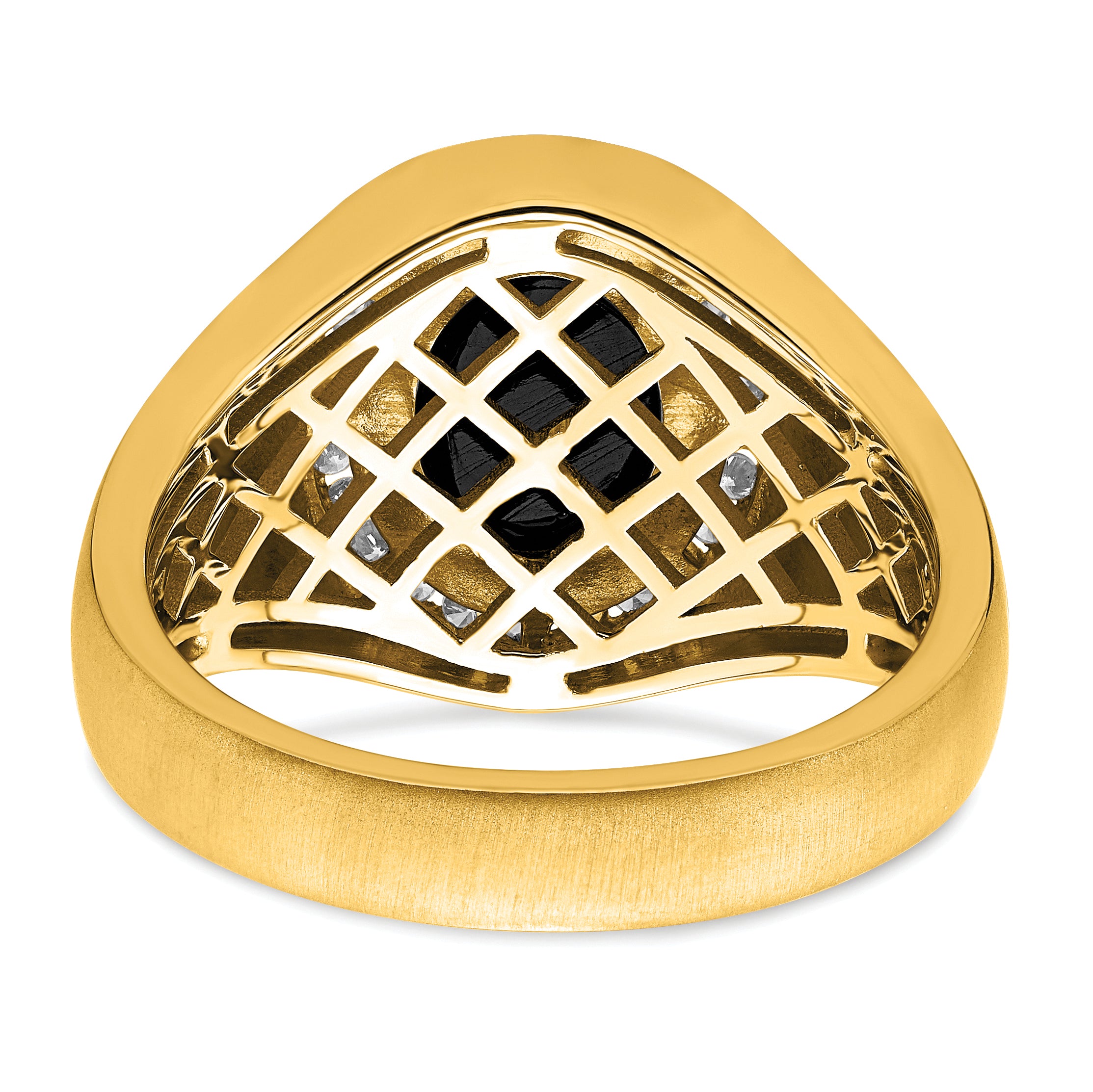 14K Lab Grown Diamond and Oval Onyx Men's Ring