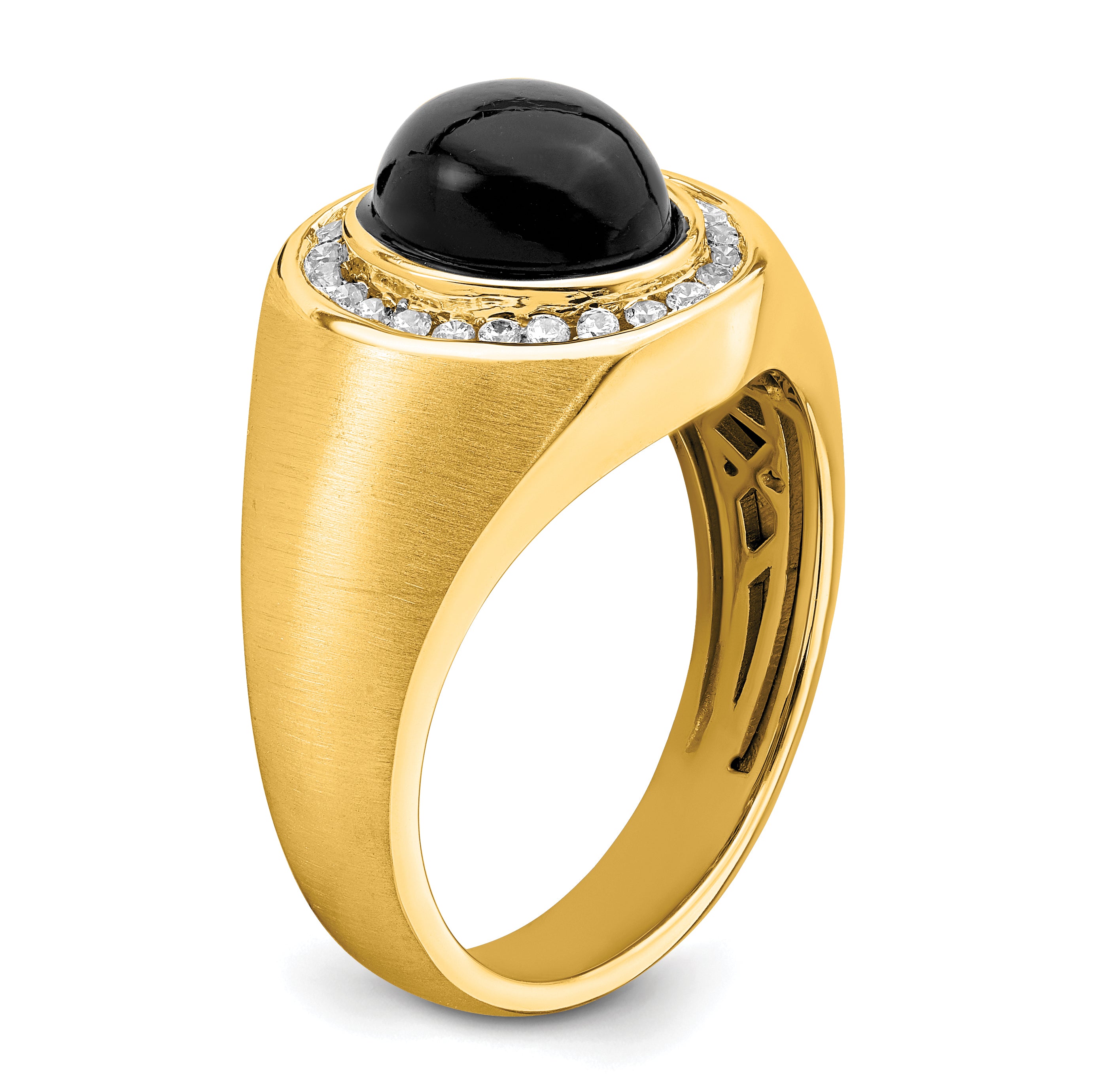 14K Lab Grown Diamond and Oval Onyx Men's Ring