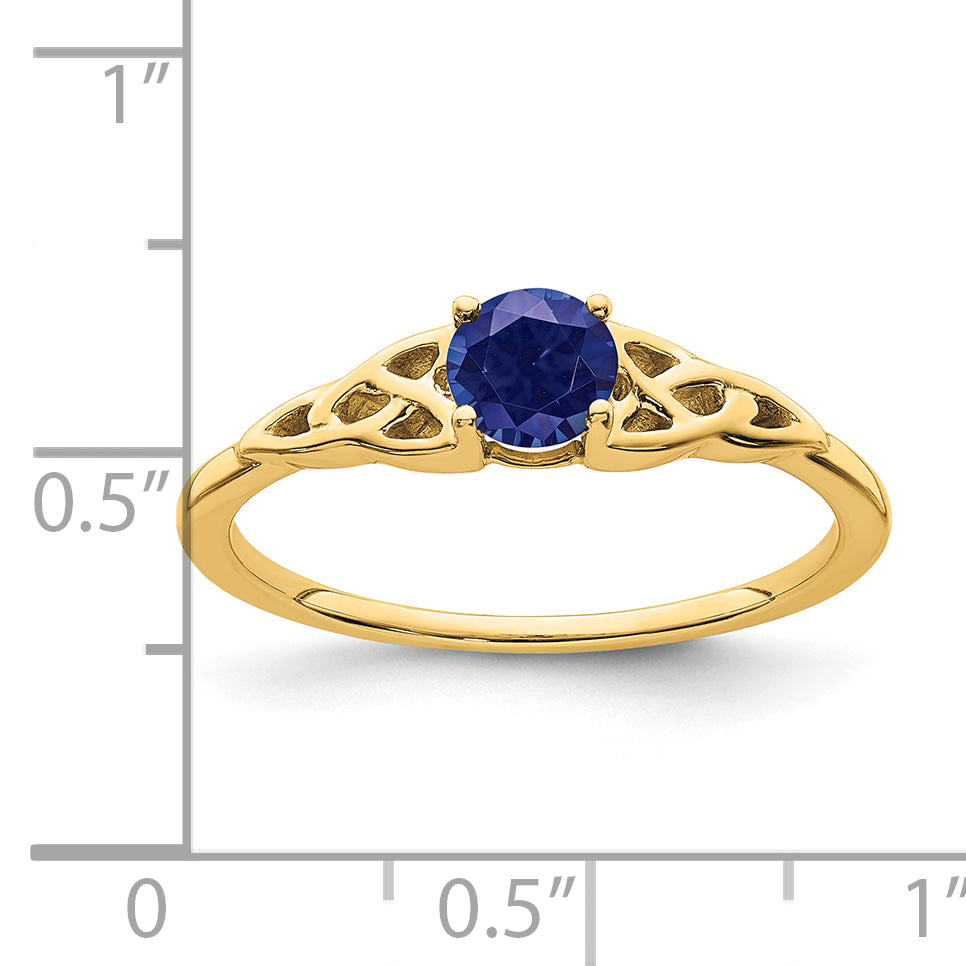 10k Created Sapphire Celtic Knot Ring