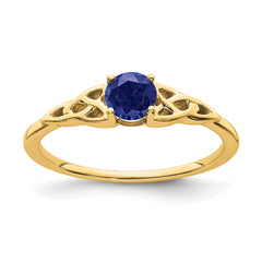 10k Created Sapphire Celtic Knot Ring