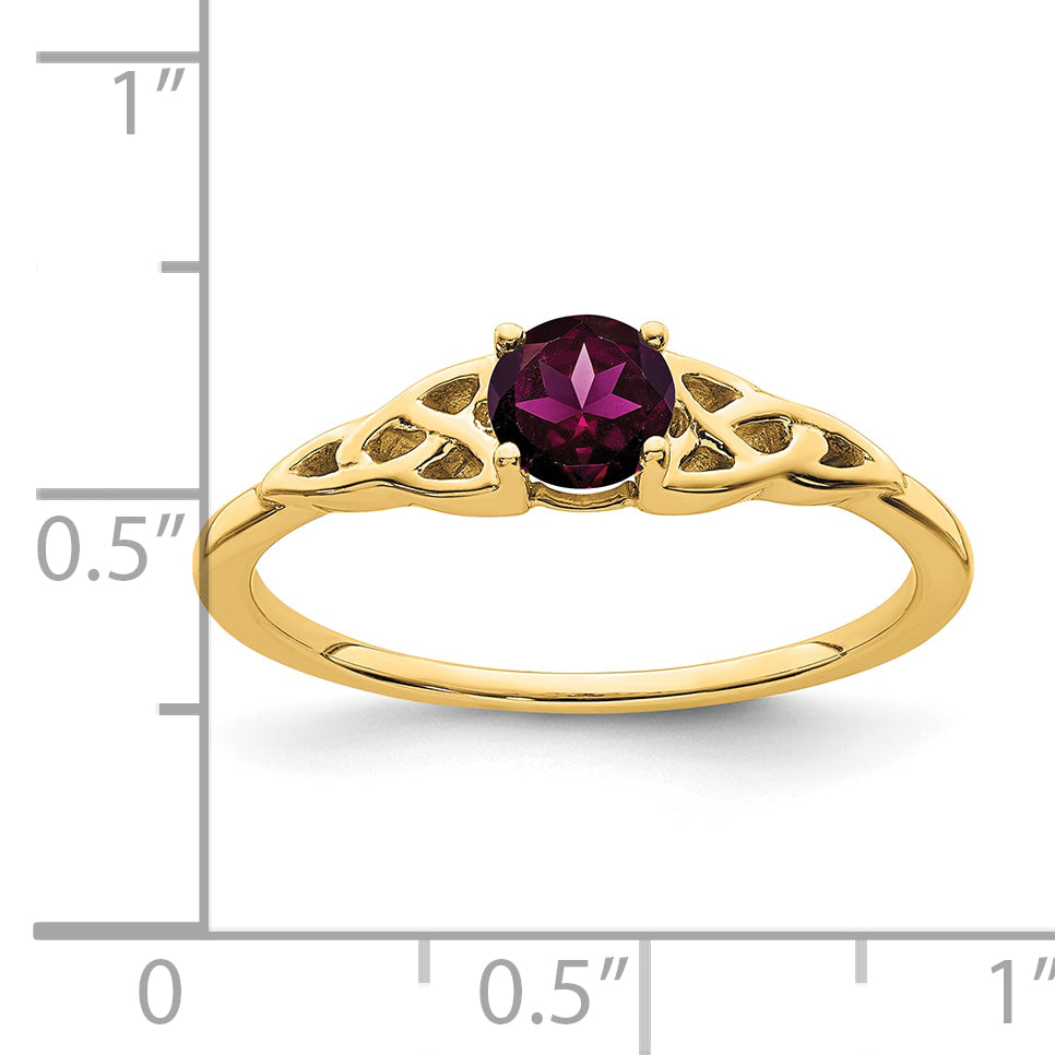 10k Rhodolite Garnet Celtic Knot Ring