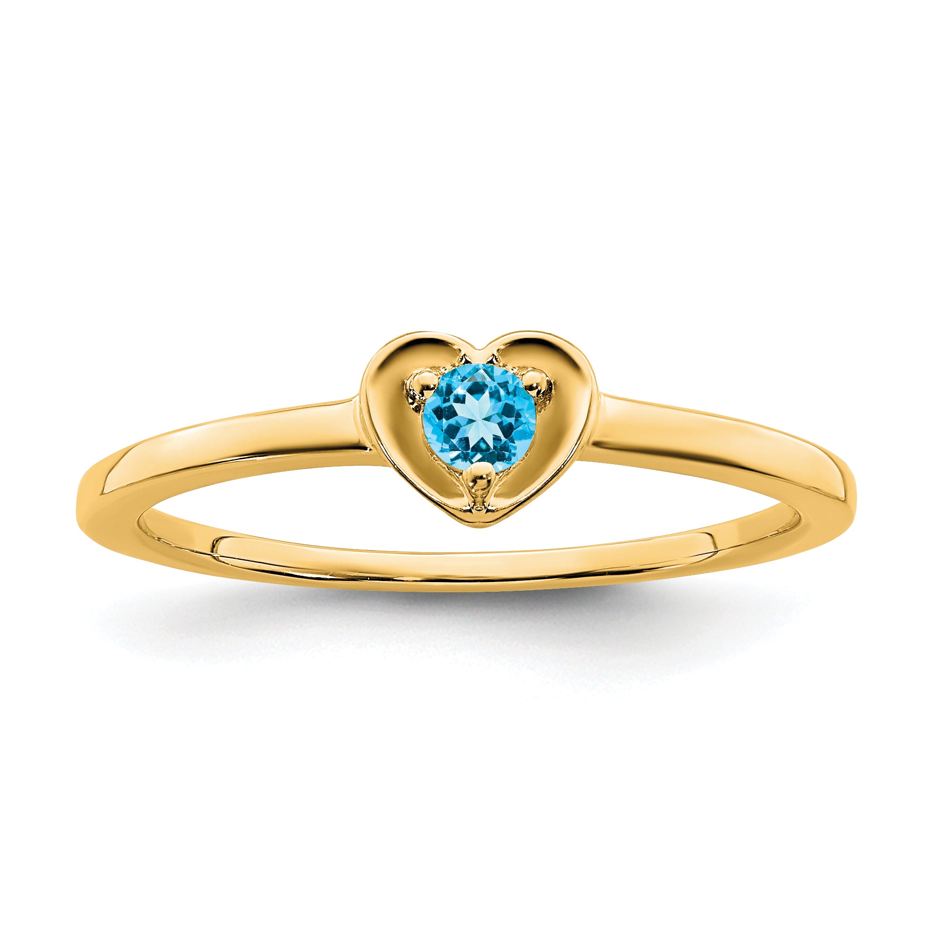 10k Yellow Gold Blue Topaz Heart Ring