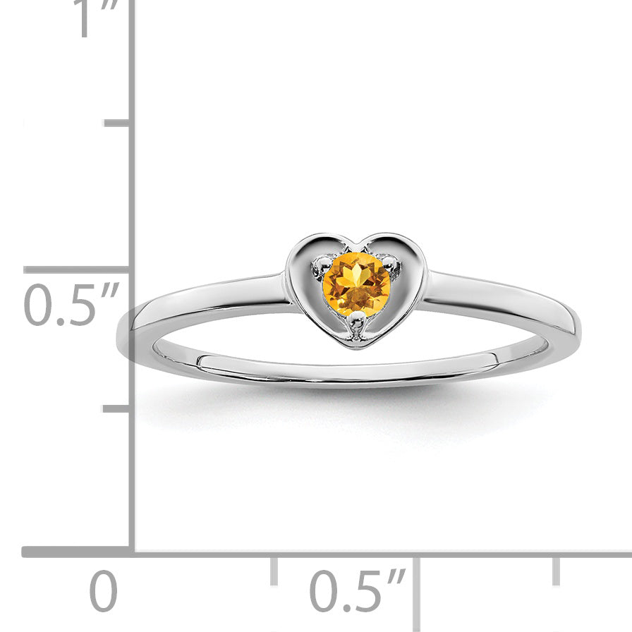 10k White Gold Citrine Heart Ring
