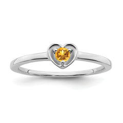 10k White Gold Citrine Heart Ring