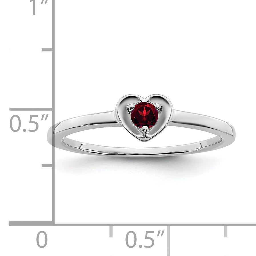 10k White Gold Garnet Heart Ring