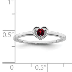 10k White Gold Garnet Heart Ring