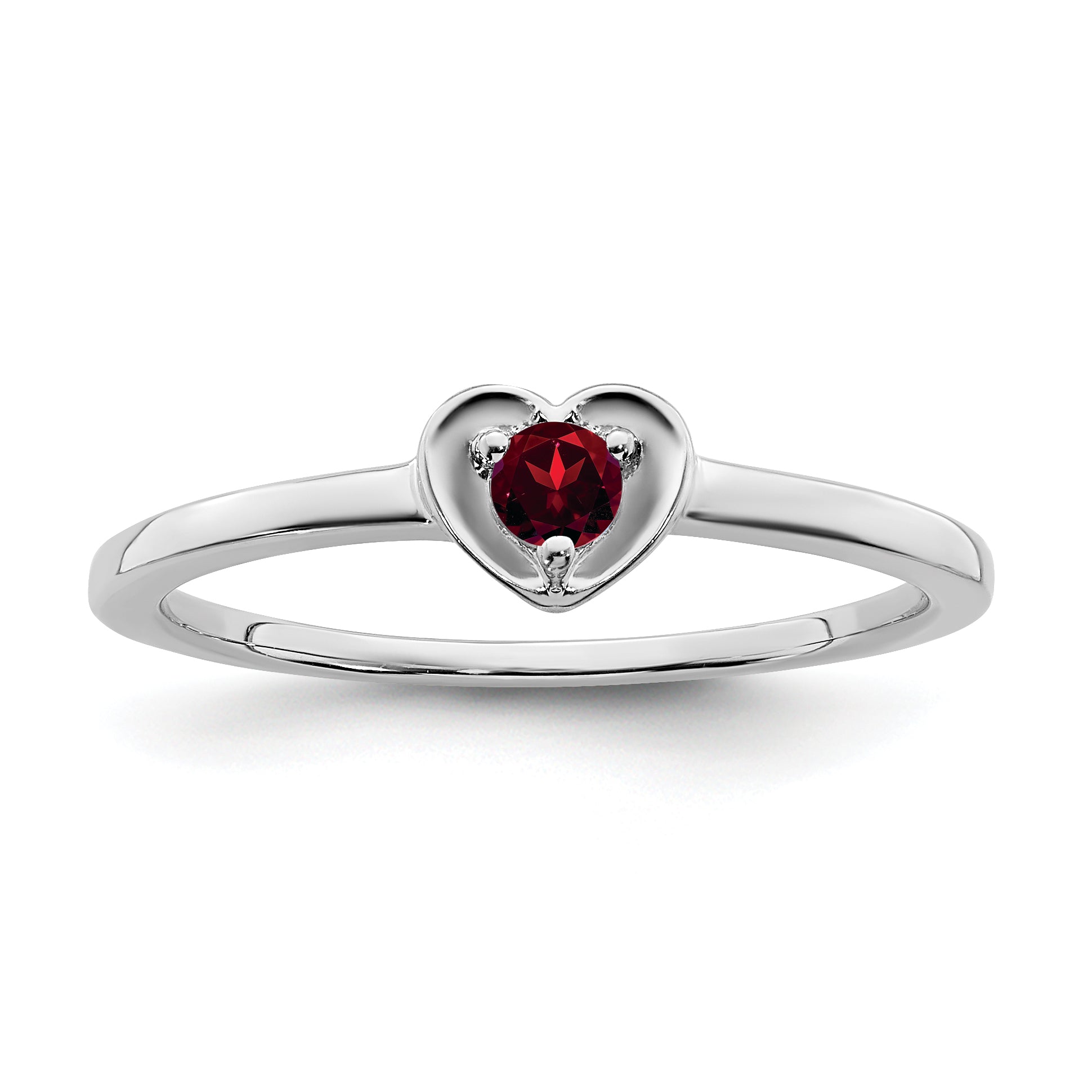 10k White Gold Garnet Heart Ring