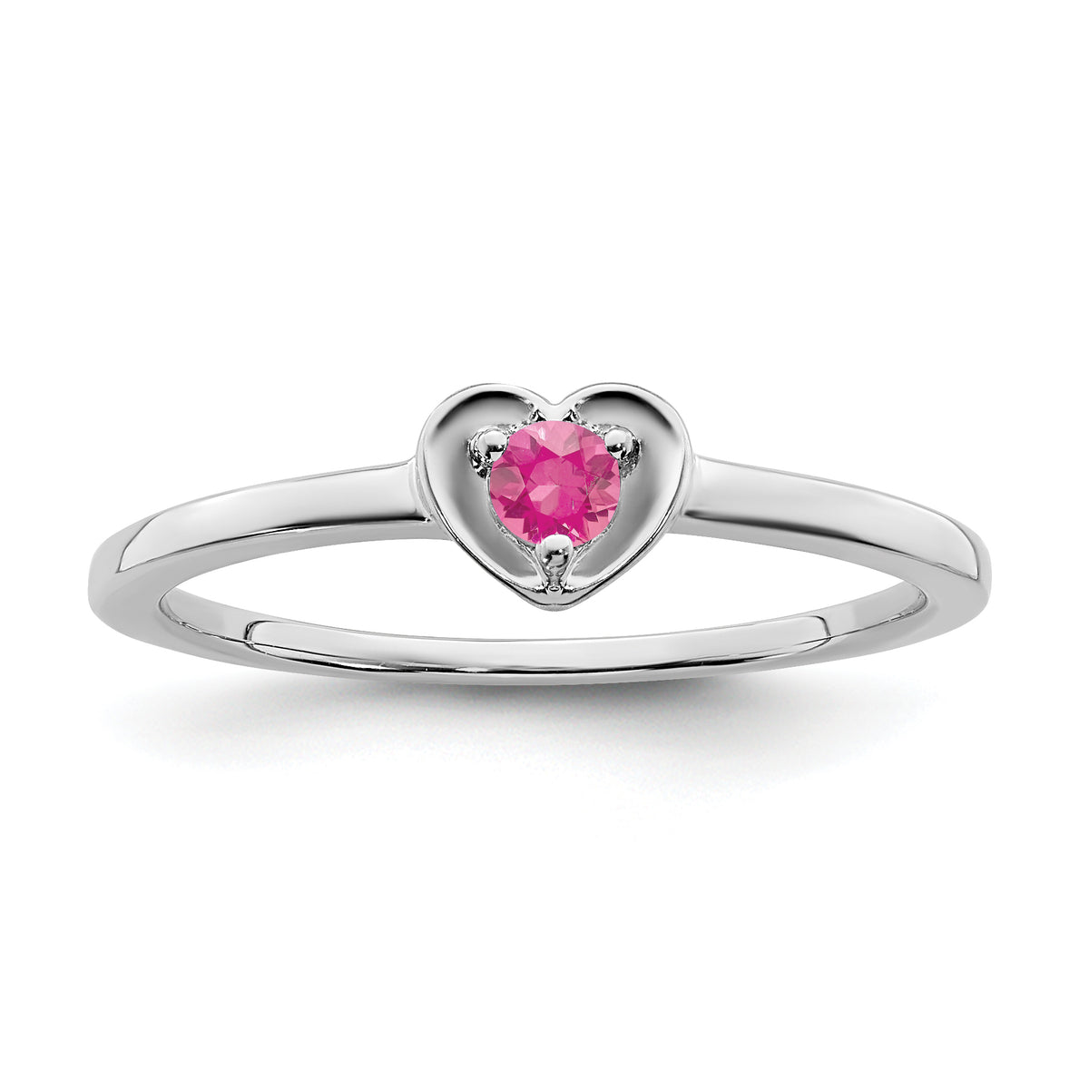 10k White Gold Pink Tourmaline Heart Ring