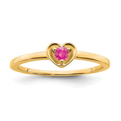 10k Yellow Gold Pink Tourmaline Heart Ring