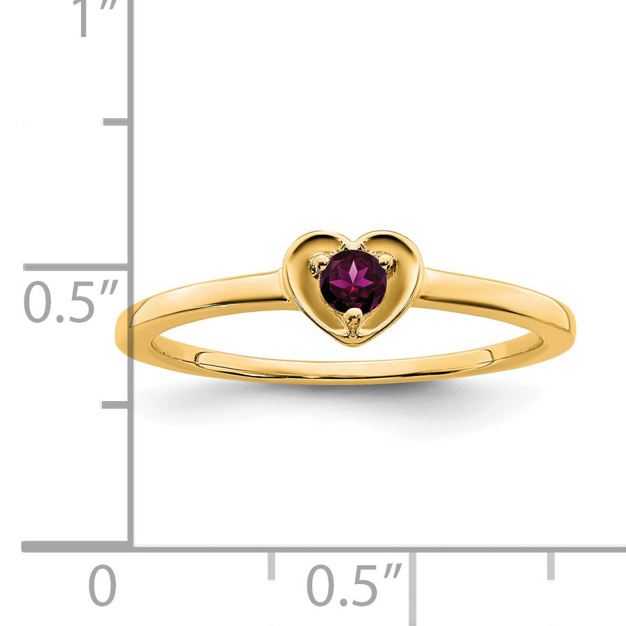 10k Yellow Gold Rhodolite Garnet Heart Ring