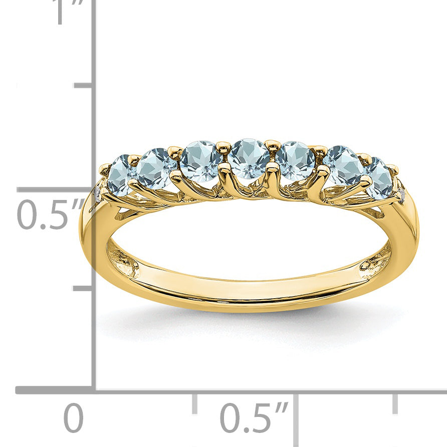 10k Aquamarine and Diamond 7-stone Ring