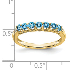 10k Blue Topaz and Diamond 7-stone Ring