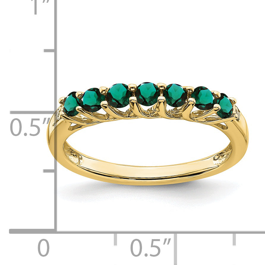 10k Created Alexandrite and Diamond 7-stone Ring