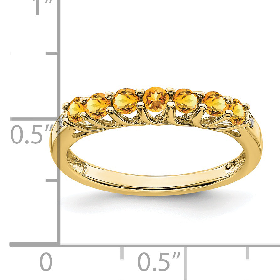 10k Citrine and Diamond 7-stone Ring