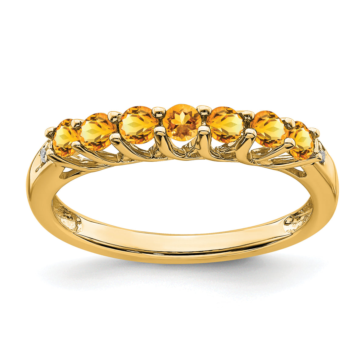 10k Citrine and Diamond 7-stone Ring