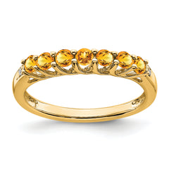 10k Citrine and Diamond 7-stone Ring