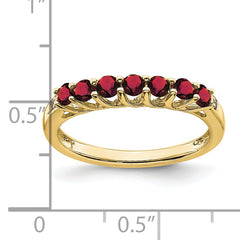 10k Created Ruby and Diamond 7-stone Ring