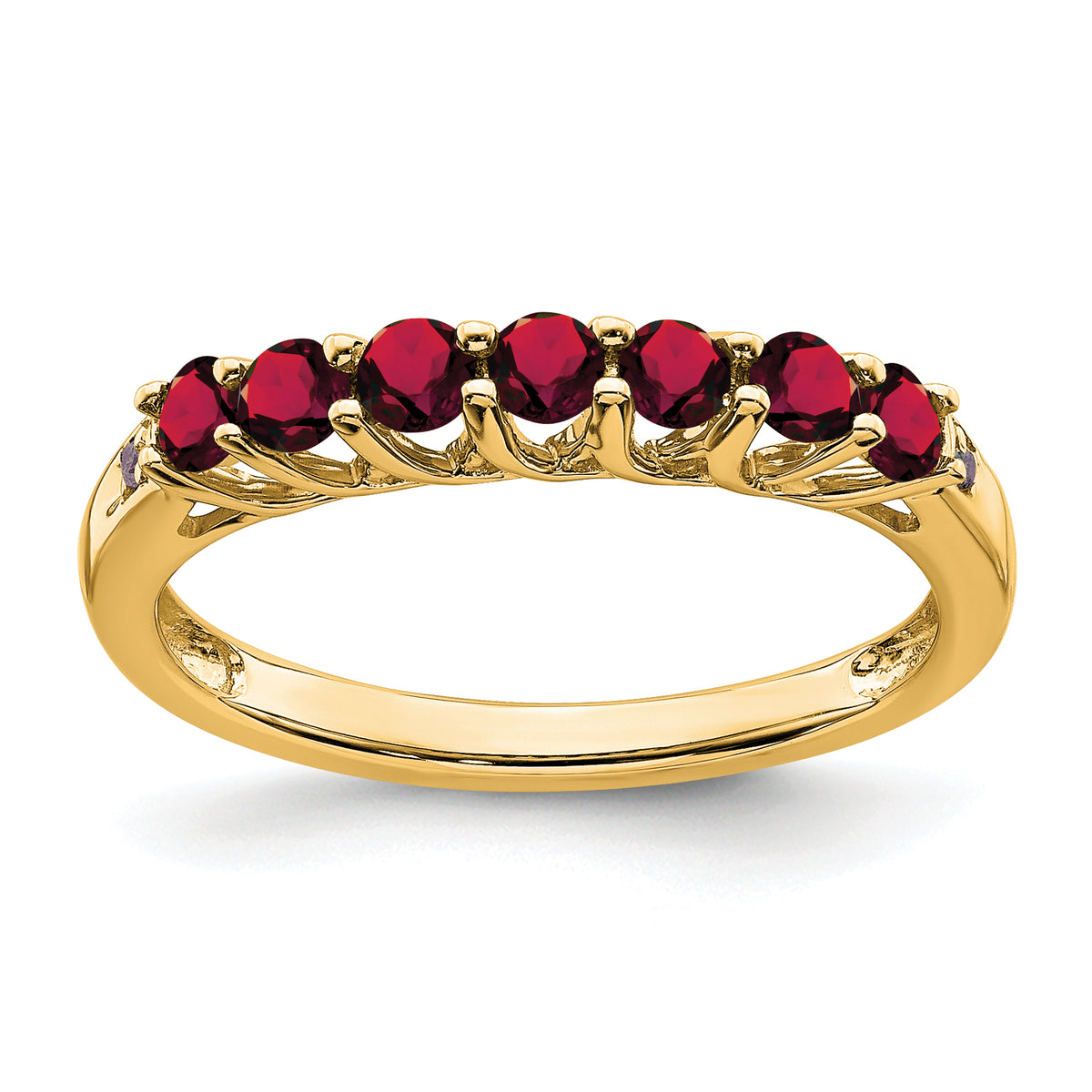 10k Created Ruby and Diamond 7-stone Ring